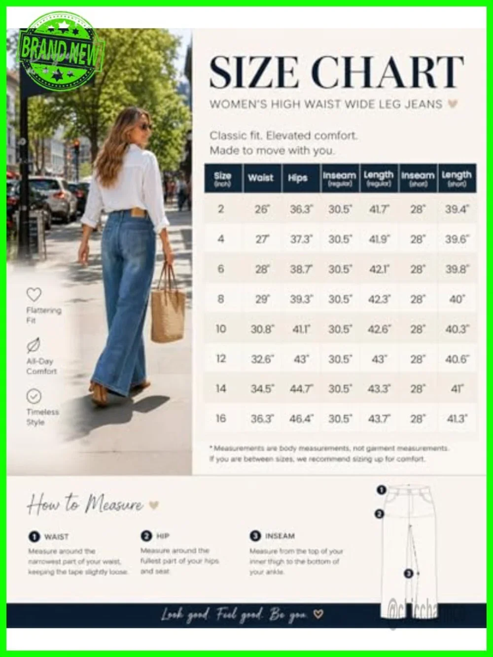 High Waisted Baggy Wide Leg Stretchy Tummy Control Jeans - Picture 5 of 5